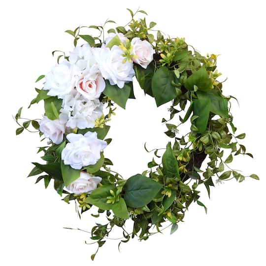 Haute Decor 24&#x22; Rose &#x26; Hydrangea Wreath